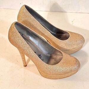 Brash Women's Sexy Gold Glitter High Heel Shoes